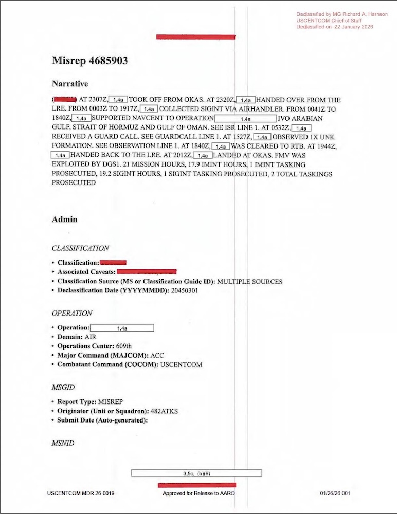 DOW-UAP-D61, Mission Report, Arabian Gulf, August 2020