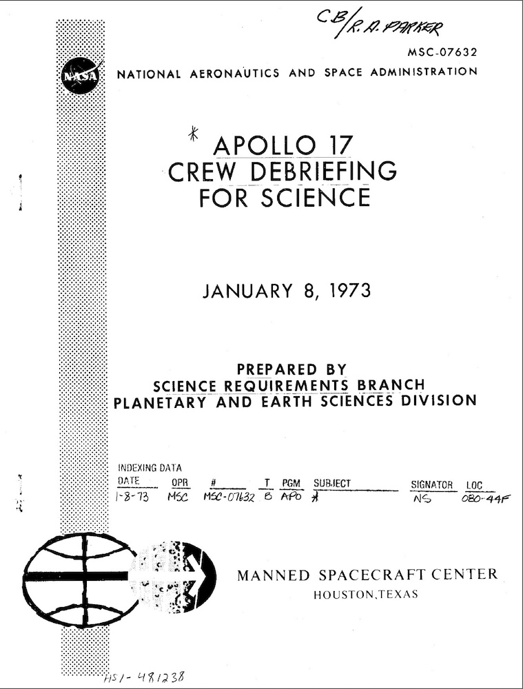NASA-UAP-D5, Apollo 17 Crew Debriefing for Science, 1973
